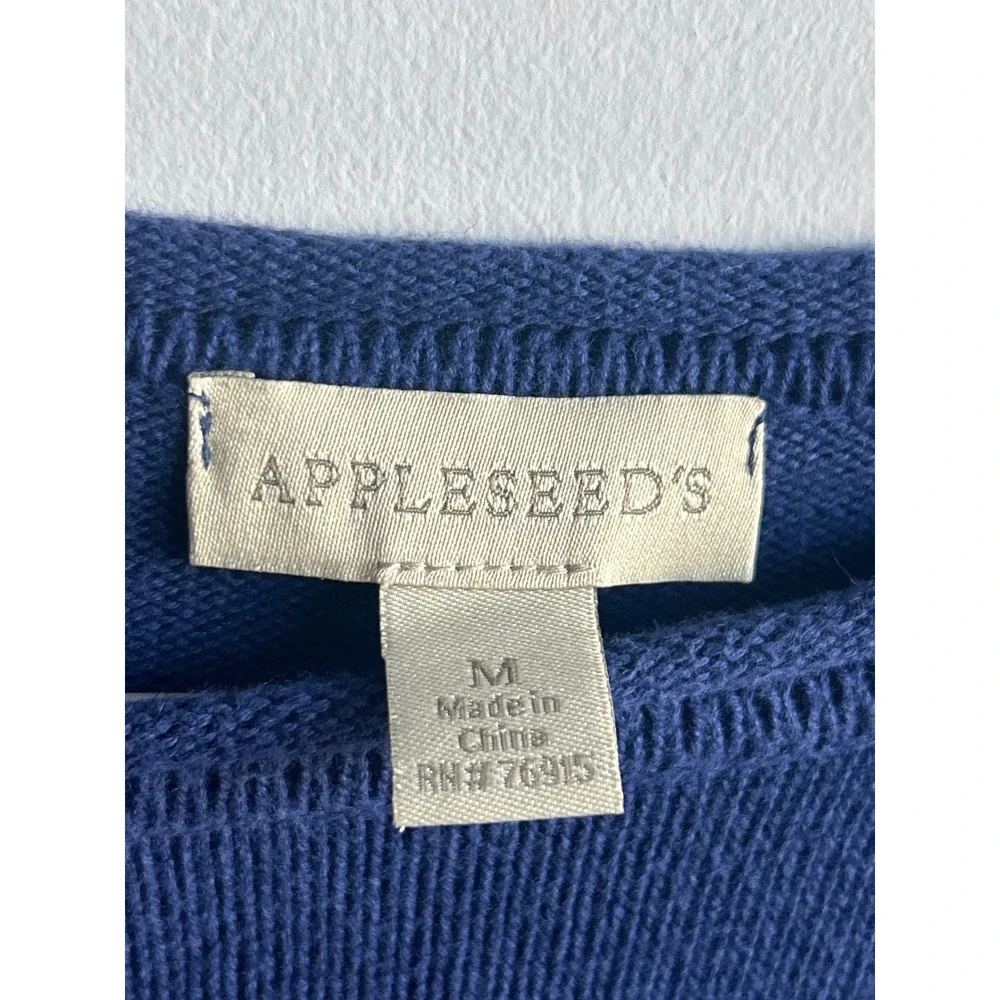 Appleseed's Blue Seahorse Long Sleeve Sweater Womens Medium